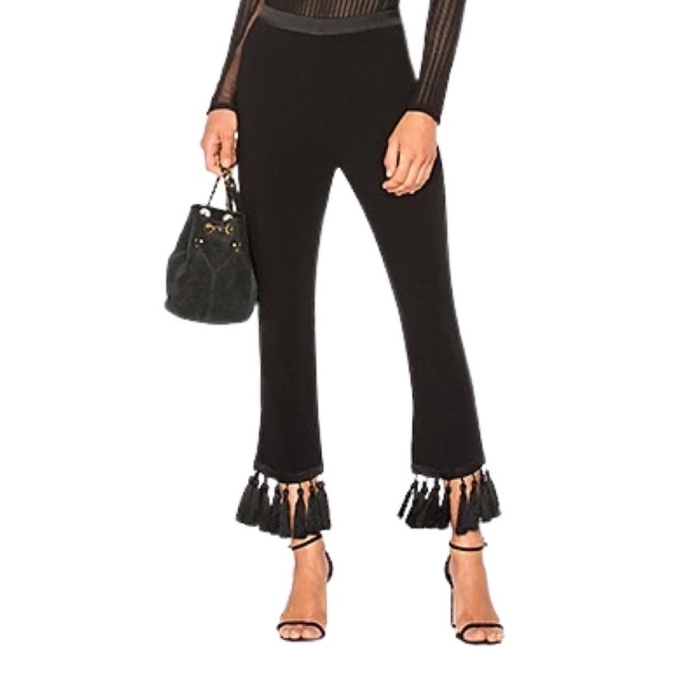 Cinq a Sept Black Tassel Tash Pant Size 0 Revolve RARE